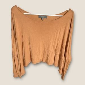 Umgee USA Oversized Long Sleeve Stretch Top Women’s Small Brown Boho Casual W01